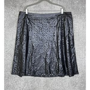 Worthington Faux Leather Cutout‎ Lined A-Line Flare Skirt Womens Size 20W Black